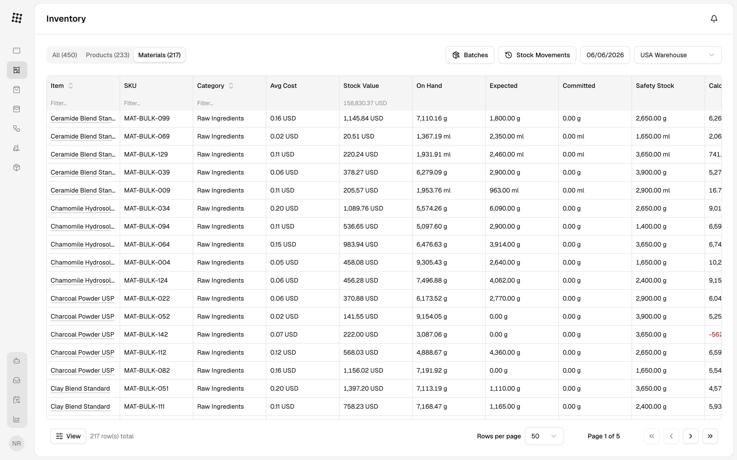 Inventory control UI preview